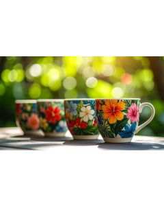 Hawaiian themed coffee cups