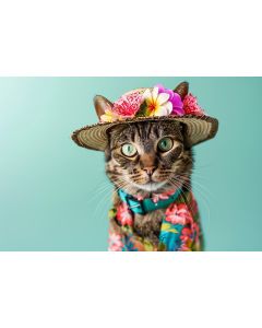 Hawaiian style hat for cats